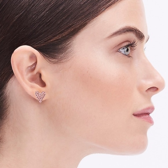 J. Crew Pavé crystal pink heart stud earrings - Picture 2 of 3